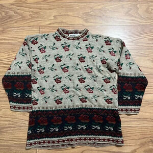 Vintage Rose Floral Sweater Large
